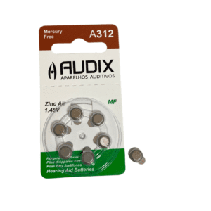 Cartela com 6 Pilhas/Baterias para Aparelho Auditivo Modelo A312 – Marca Audix